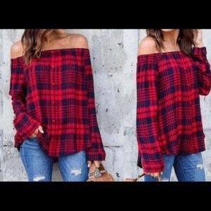 Plaid juniors XL top